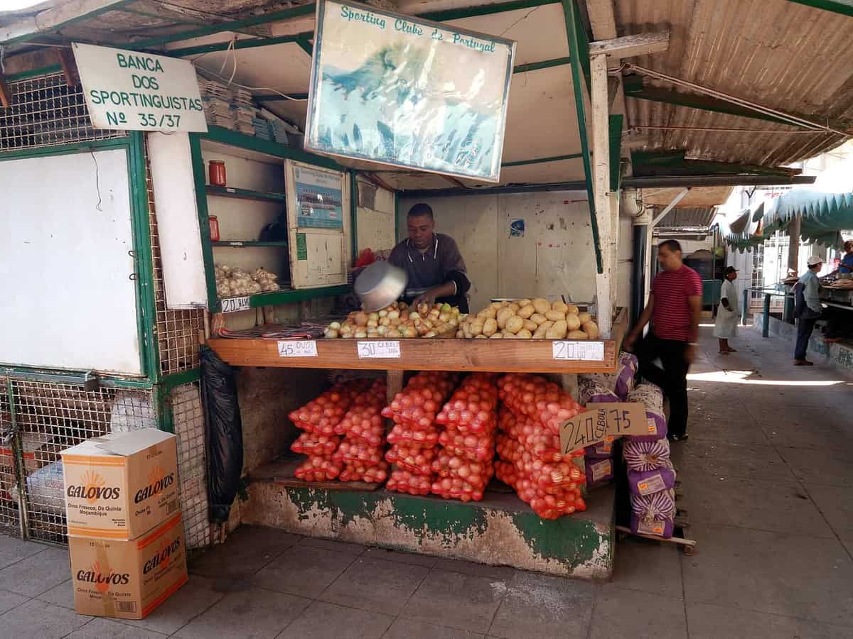 Fresh produce stall at a Maputo market