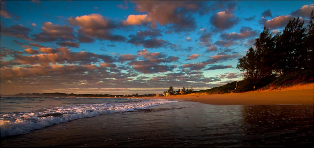 Sunrise and wide beach at Ponta do Ouro