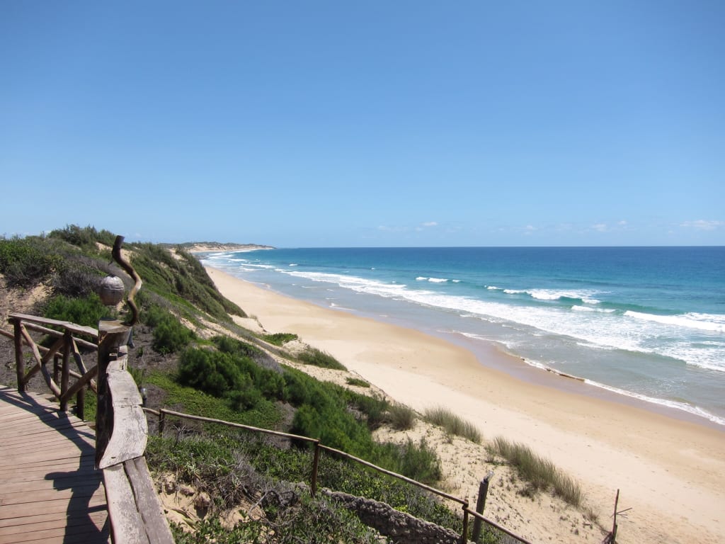 Long beach and dunes on the Tofo coast