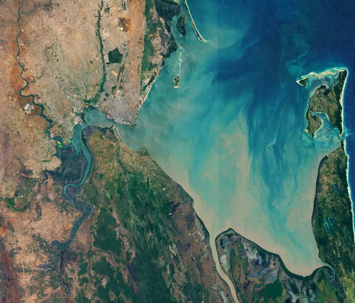 Satellite view of Maputo Bay, Inhaca, and Portuguese Island