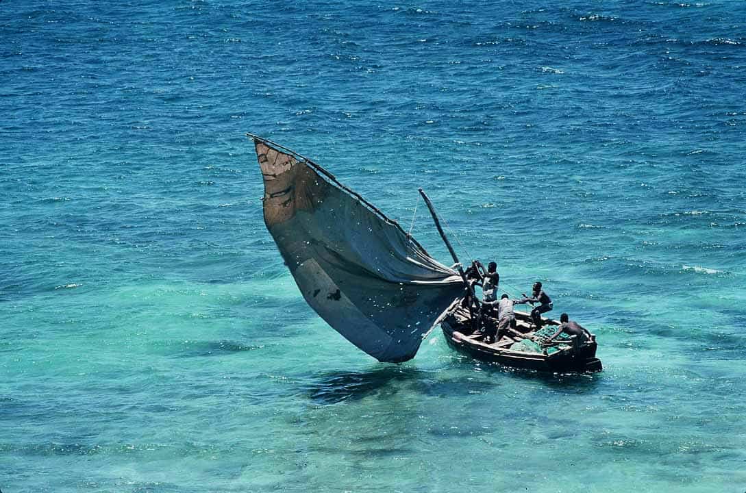 Traditional dhow on the Mozambican coast